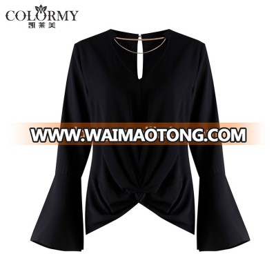 Hot sale custom black plus size muslim long sleeve blouse for women