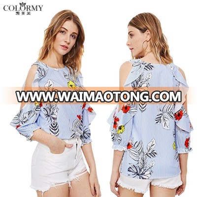 Summer off-shoulder cotton casual women blouse